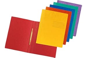 Original DINOR Pack of 6 File Folders Made in Germany Made of Extra Strong Colorspan Cardboard for DIN A4 Commercial Binding Assorted Colours Stapler Ideal for Office and School