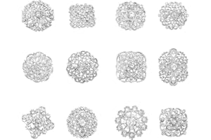 PH PandaHall 12pcs 12 Stili Spilla di Sicurezza in Lega Spilla di Strass Argento Spilla da Donna Spilla Fiore Gioielli Spilla per Maglione Abbigliamento Borse Cappelli Gioielli Accessori Fai da Te