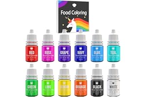 VIBRANDYE Lebensmittelfarbe - 12 Lebendige Lebensmittel Farben zum Backen, Kuchen Dekorieren, Zuckerguss, Kekse, Fondant und Macaron - Flüssige Food Coloring für die Seifenherstellung und Basteln - 12 x 6ml