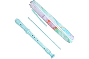 Czzmy Recorder Instrument for Beginner Kids Adults,8-Hole Soprano Descant Recorder Music Flute with Cleaning Rod & Case Bag For School Student Home Entertainment(2-Blue Green Splash-ink-2)
