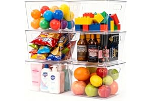 HPYLIF·H Kühlschrank Organizer Stapelbar, Aufbewahrung Kühlschrank, Küchen Organizer für den Einsatz in Kühlschränken, Küchen, Schränken und Schubladen (6 Stück mit Deckel, L(29x19x15CM))