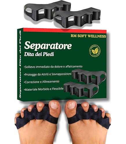 Tutore Alluce Valgo - Protezione Uomo Donna, Separatore E Correttore - 100% Gel Silicone Medico Ultra Soft - Prevenzione Dolori Borsite, Distanziatore Raddrizza Dita Piedi a Martello Ortopedico