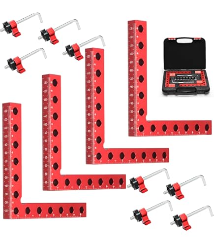 LAIWOO 90 graden hoekklem, positioneringshoek, 140 mm, 4 paar bevestigingsclips, meethoek, rechthoekige klem voor timmermansgereedschap, hoekspanner voor fotolijsten, kasten LAIWOO 90 graden hoekklem, positioneringshoek, 140 mm, 4 paar bevestigingsclips, meethoek, rechthoekige klem voor timmermansgereedschap, hoekspanner voor fotolijsten, kasten