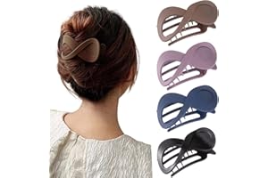 Kavya Pince à Cheveux Noir Vintage, Grande Pince Femme Epais Grosse Barrette Cheveux Fille, Antidérapante Hair Clip (4 Pcs)