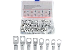 SUPRBIRD Kabelschuhe Set Rohrkabelschuhe Set M6 M8 Ringkabelschuhe 6mm² 10mm² 16mm² 25mm² Verzinntes Quetschverbinder Ringkabelschuhe für Boote Kfz Auto Motorad (130 Stück)