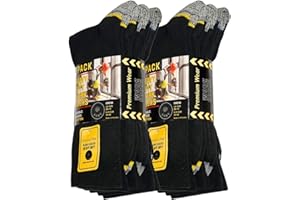 DOLCE ENVY Men's Work Socks Pack Of 6 Breathable Resistant Design | Stretch Fit Heavy Duty Reinforced Heel and Toe.