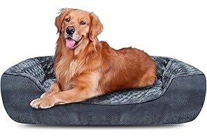 Wikoan Extra Large Dog Bed Grey, XL Dog Bed Washable No Dust and No Odor Fluff, Dog Beds Extra Large for Labrador, Chihuahua, Springer Spaniel, etc,86 * 67 * 23CM