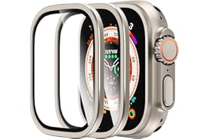 L K LϟK 2 Pièces Protection Écran pour Apple Watch Ultra 2 / Ultra 49mm - Verre trempé 9H + Cadre en alliage de titane [Reste original+ Sans bulles] Film en verre HD pour iWatch Ultra 49mm