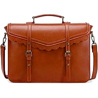 ECOSUSI Sac Cartable Femme Vintage Sac Porte Document pour Ordinateur 15,6 Pouces Sac a Main Femmes Bandoulieres en Cuir PU S