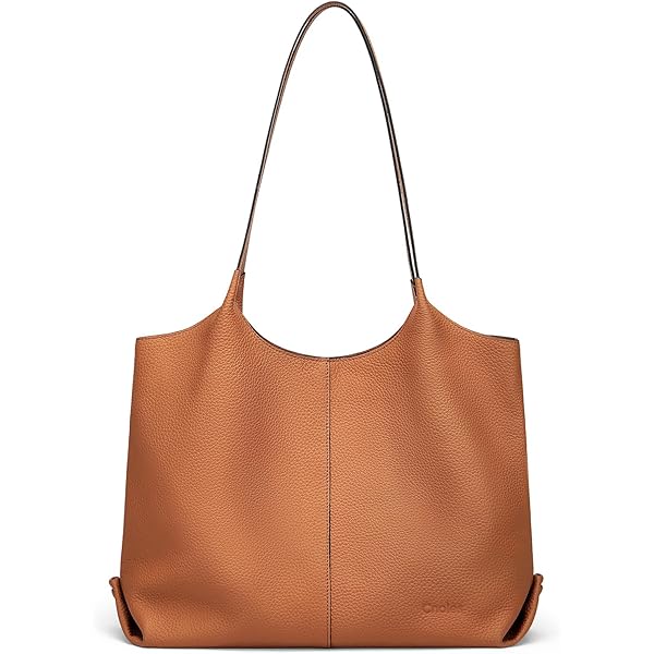 befen Echt lederen draagtas voor vrouwen werk, dames lederen schoudertassen portemonnees tas handtassen met laptopvak, Cognac Bruin, Medium