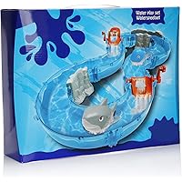 com-four® 47-teilige Wasserbahn - Wassertisch für Kinder - Wasserspiel mit Fischen - Kinder Outdoor Spielzeug