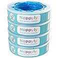 NAPPYLY nappy bin refill cassettes - Compatible with AngelCare and Litter Locker diaper disposal systems - Pack of 4 refills - 7 layer bags add extra protection and lock smells away