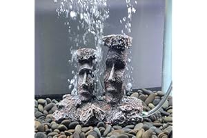 SMOOTHEDO-PETS Air Stone Fish Tank Decorations Aquarium Decoration Small Size Ornaments Accessories Fish Hides Easter Island Moai Statues (Grey)