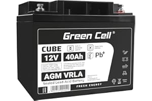 ‎GREEN CELL Green Cell® AGM 12V 40Ah Akku VRLA Blei-Batterie Bleiakku Ersatzakku Gelakku Akkubatterie Zyklenfest Unbemann Caravan Photovoltaik Rollstuhl Solarspeicher Solarbatterie Solarpanel Wohnwagen