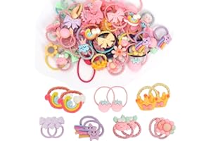 Unaone 50 PCS Hair Ties Stretchable Rubber Cartoon Elastic Hair Band Cute Hair Ties For Girls, Little Hair Bands Ropes Ponytail Holder for Thin Hair, Suitable for Baby Girls Toddlers Kids Children…
