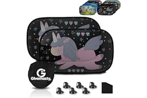 Glvomazty Pare Soleil Voiture Bébé Enfant 2 pièces, Pare-Soleil Auto-Adhésifs pour Enfants, Protege Soleil Voiture Bebe pour Enfants avec Protection UV, ASac de Rangement fourni, (A, 51×31cm)