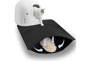 RUBESSIA Katzenklo Matte, 45×60cm Wasserdichte Doppelte Matte Katzenklo, Waben Design Katzenstreu Matte, Faltbar Katzenmatte Katzenklo, Matte Katzentoilette, Katzenstreu Unterlege, Cat Litter Mat, Schwarz