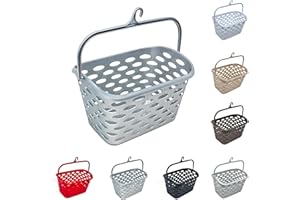 PLASTIFIC Durable Plastic Peg Tidy Basket Laundry/Clothes Pegs with Handle Light Weight Convenient Size for All Garment Hanging with Hook Washing Line Airer Basket (Silver Peg Basket)