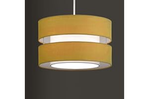K LIVING Layer Fabric Ceiling Pendant Light Shade Yellow Ochre