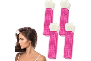 CENCERY Rouleaux de cheveux avec pinces, 4 pièces pince volumatrice instantanée pour cheveux, rouleaux Velcro pour cheveux bigoudis auto-agrippant rouleau de cheveux volumisant pince à racine (rose)