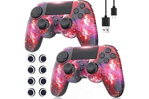TURPOW Wireless Controller for PS4 2pcs, Compatible with PS-4 Pro/Slim/PC with Enhanced Joystick/Dual Motor Vibration/ 6-Asix Sensor/LED Touchpad/Audio Function