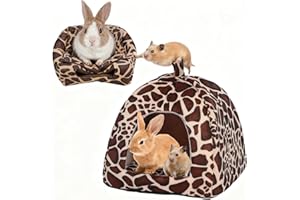 NORHOGO lit Confortable pour Petits Animaux d'hiver, Cabane Cochon d'Inde avec Coussin Amovible en Peluche, Maison pour Cochon d'Inde Peluche Lapin Grotte pour Lapins Nains, Chinchillas, Hamsters