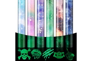 Souarts Plotterfolie Textil, Nachtleuchtend Vinylfolie Transferpapier zum Aufbügeln Plotter, Wärmeübertragungsfolie Plotter für DIY T-Shirt Textil Handwerk Leder (Bunt Nachtleuchtend)