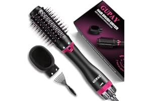 GUPAY Hair Dryer Brush Blow Dryer Brush 3 in 1, One Step Hot Air Brush with 3 Adjustable Temperatures, Lightweight Hairdryer and Styler Volumizer for Drying Curling Straightening, Detachable Handle