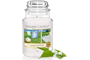 ‎YANKEE CANDLE Yankee Candle Duftkerze im Glas (groß) | Clean Cotton | Kerze mit langer Brenndauer bis zu 150 Stunden | Perfekte Geschenke für Frauen