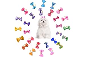 BSGZCM 15 Pcs Dog Bows, Pet Hair Bows Grooming Headdress Accessories, Topknot Bow Tie Puppy Rubber for Long Hair Pets Dogs Cats Puppies Kitten(Mix Colors Varies Patterns)