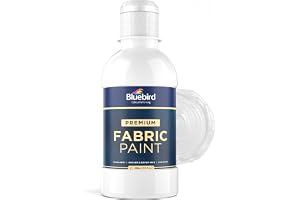 BLUEBIRD Fabric Paint, White, 8.5 Fl Oz, Permanent Fabric Paints for Clothes, Furniture Upholstery