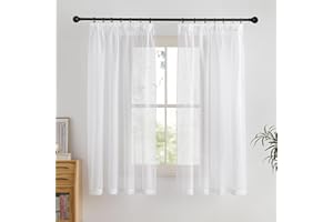 PONY DANCE Tende Bianche Soggiorno con Fettuccia Tende Trasparenti Decorativo per Interni Filtraggio Luce Morbida Curtains per Salotto Eleganti 2 Pezzi L 140 x A 175 cm