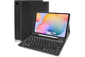 HOFSOS Hülle mit Tastatur für Samsung Galaxy Tab S6 Lite 2024/2022/2020, Schutzhülle mit Pencil Halter Wireless Tastatur (Deutsches Layout) für Tab S6 Lite 10,4' (P610/P613/P615/P619/P620/P5625), Schwarz