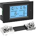 KETOTEK Ammeter Voltmeter Digital DC 6.5V~100V 100A Volt Amp Watt KWh Meter Gauge LCD Display Panel with Shunt, Current Voltage Power Energy Monitor Tester Multimeter