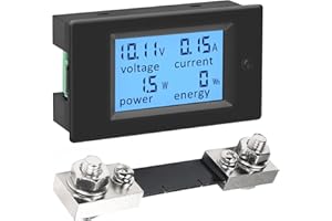 KETOTEK Amperometro Voltmetro Wattmetro da Pannello DC 6.5-100V con 100A Shunt, Digitale Contatore Misuratore di Tensione Corrente Elettrica Potenza Energia LCD per Auto Moto Sistema Solare