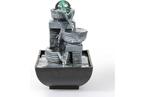 Dyna-Living Indoor Tabletop Fountain Water Features with Lights, Indoor Waterfall Fountains Mditation Relaxation Indoor Fountain for Home Office Decoration,3 Pin UK Plug Included