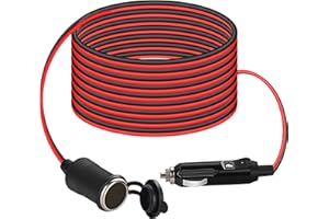 ‎THLEVEL Thlevel 4 Meter kfz Verlängerungskabel Zigarettenanzünder Buchse Stecker Ladegerät Adapter Auto Wasserdicht 20AWG Kabel mit Sicherung für 10A 12V-24V Strom LKW Lieferwagen Wohnmobil Geräte