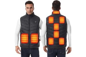 Choristry Heated Gilet Unisex, 9 Carbon Fiber Heating Zones, 3 Heating Levels, Suitable for Outdoor Sports (Battery Not Included),Black