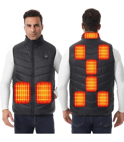 Gilet Chauffant Homme Et Femme, USB électrique Veste Chauffante Hiver Chaud Léger Sans Manches Manteau Doudoune, Lavable Pour Camping Le Ski En Plein Air Moto Chasse (Color : Black, Size : M