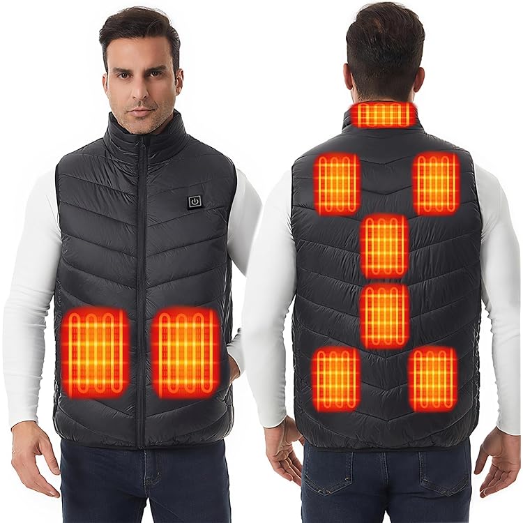 SHIMA PowerHeat Verwarmingsvest, 3 temperatuurinstellingen, elektrische USB-verwarmingsjas voor mannen en vrouwen, windbestendig, warme winterkleding voor motorfiets, outdoor, zwart, S