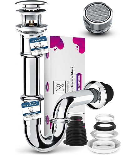 Siphon Lavabo/Évier Universel 1 1/4" - Acier Inoxydable Et Laiton - Anti-Odeurs Anti-Bouchon - Kit Complet - 5