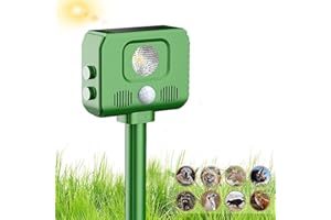 QUEATH Repellente per Gatti, Dissuasori per Piccioni, 2024 Nuovo Ultrasuoni Solare Repeller per Uccelli,Cani,Topi,Volpi, 5 modalità Ultrasound Repellente per Animali