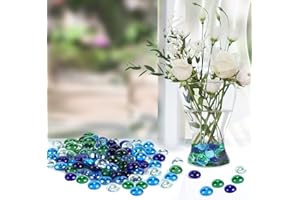 SPYX Does not apply Clear Round Glass Pebbles Mixed Color Stones Beads Flat Vase Nuggets Decorative Glass Beads for Garden Plant Pots Aquarium Approximately 800 grams