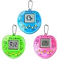 Electronic Pet Game Machine, 3 Pack Handheld Game Console Virtual Pets Animal Toy, Mini Retro Birthday Gift Toy With Key chain Early Education Gift for Adults Children Kids(random color, heart shape)