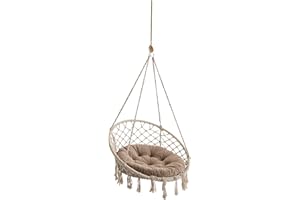 ‎PILLOWPRIM PillowPrim Hängesessel Outdoor Kissen – Hängematte Sitzkissen – Nestschaukel Kissen für Komfort – Waschbares Rundkissen – Beige – 65 cm