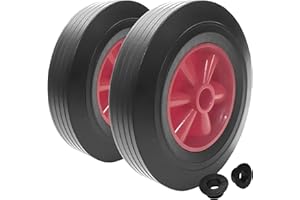 KETOBARROW 10" Wheel Heavy Duty Solid Rubber Tyre 255mm Puncture Proof Wheelbarrow Sack Truck Cart Wheel with 16mm Bore - 2 Wheels