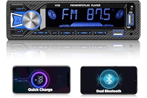 NHOPEEW Radio Bluetooth 1 Din con vivavoce - Radio 1 Din con interfaccia ISO Supporta 7 retroilluminazioni colorate FM USB AUX Interfaccia scheda SD