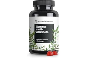 Gommes Multivitamines – 120 Gummies – goût naturel d’orange – pour les adultes, avec 12 vitamines et sels minéraux (vitamine C, D3, biotine, acide folique, zinc, etc.) – produit en Allemagne