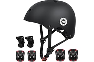 XJD Casque Vélo Enfant Sets de Protection Enfant de 3-13 Ans Genouillères Coudières Protège-Poignets Réglables Kit de Protection Filles Garçons Rollers Skate Trottinette Skateboard