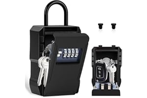 JUYANO Boite à Clé Sécurisée, Grand Boite a Clefs Securisee Exterieur avec Code à 4 Chiffres Étanche Boite à Clés Murale, Robuste Coffre a Clef Exterieur Digitale pour Maison École Garage Usine